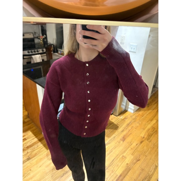 Musera Burgundy Button Front Knit Cardigan Sweater Size S – Brand New ! - Picture 2 of 11